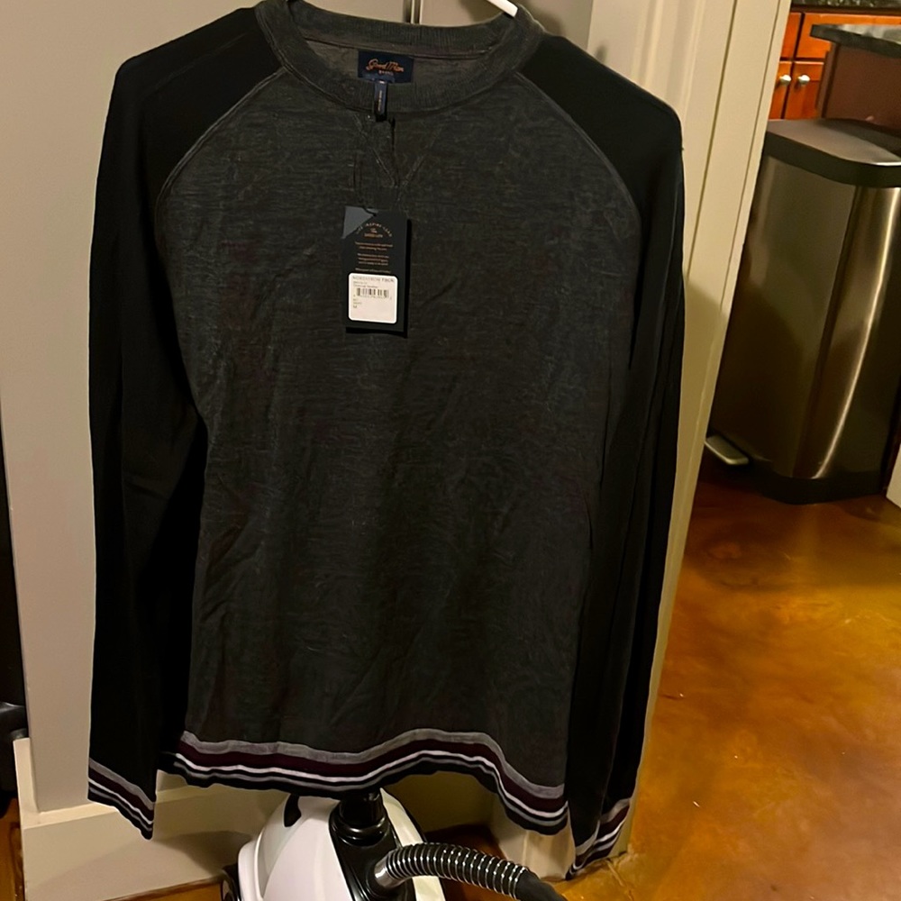 NWT Good Man Brand Charcoal Grey Mix Modern Fit Crew Neck Sweater